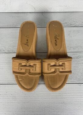 Sam Edelman Sandals Women's 10 M Tan Pauleena Wedges Platform Espadrille Slides